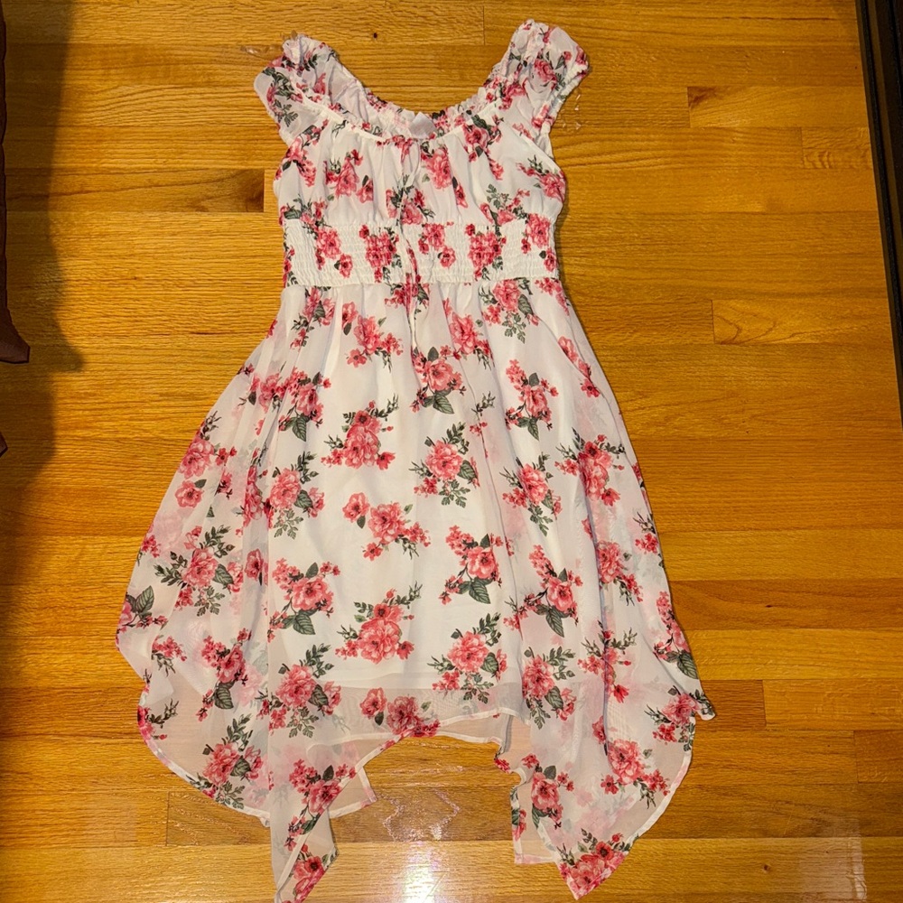 White and pink floral dress